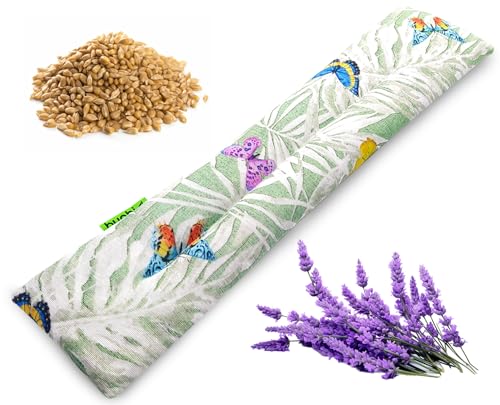 Saco semillas microondas grande (49x12cm). Aroma Lavanda. Saquito termico bolsa cojin frio calor para dolor cervical lumbar cuello espalda menstrual colicos (Mariposas)