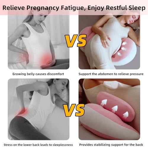 Image of Pregnancy Pillow for Sleeping, Portable Maternity Pillow for Pregnant Women, Pregnancy Wedge Pillow, Double Sided Support for Back, Belly & Leg Pain Relief, 30 Slope, Gifts for Pregnant Women, Pink