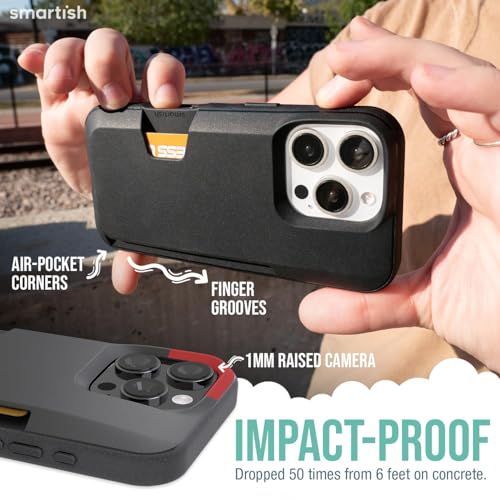 Protège carte iPhone 16 Pro Smartish antichoc étui noir mince