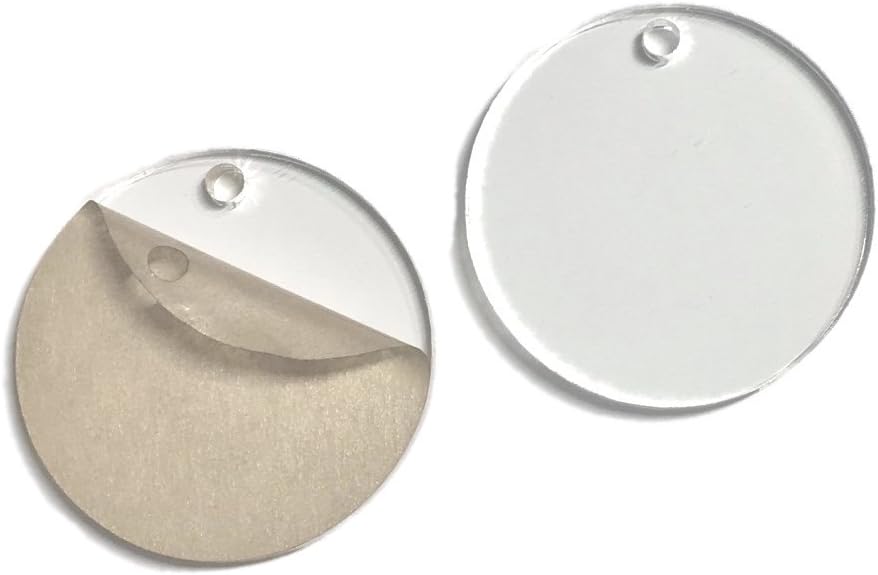 Clear Acrylic Round Circle Disc Blanks - 20 Pieces - 1/8" Thick with Hole for Keychains (2 Inch)