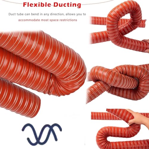 Tuyau flexible résistant à la chaleur avec colliers pour évacuation de sécheuse et atelier