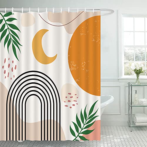 Juirnost Boho Abstract Shower Curtain For Bathroom Abstract Mid Century Shower Curtain Bathroom Decor Modern Retro Shower Curtains Minimalistic Home Bathtubs Waterproof Durable Ployester 12 Hooks #TOP1