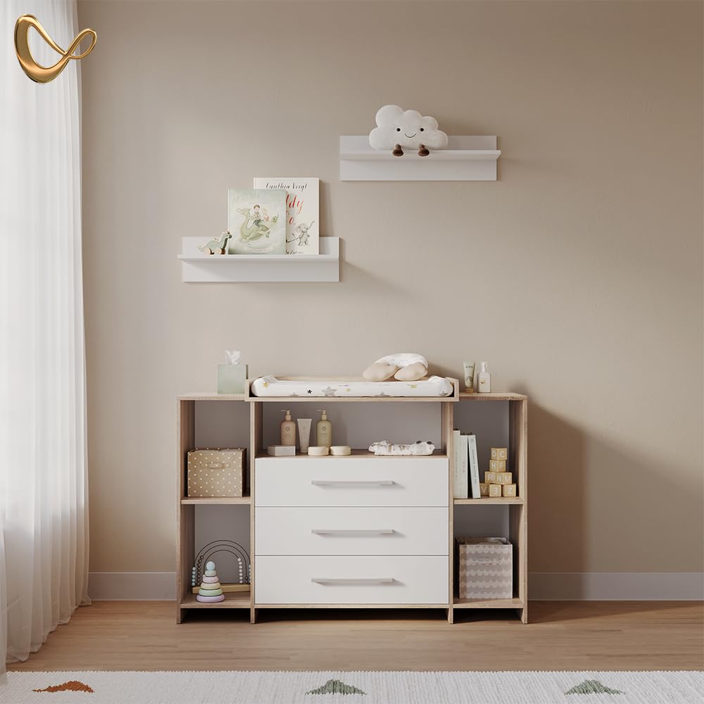 Livinity Commode à Langer Torino, Blanc/Sonoma, XL avec tiroirs