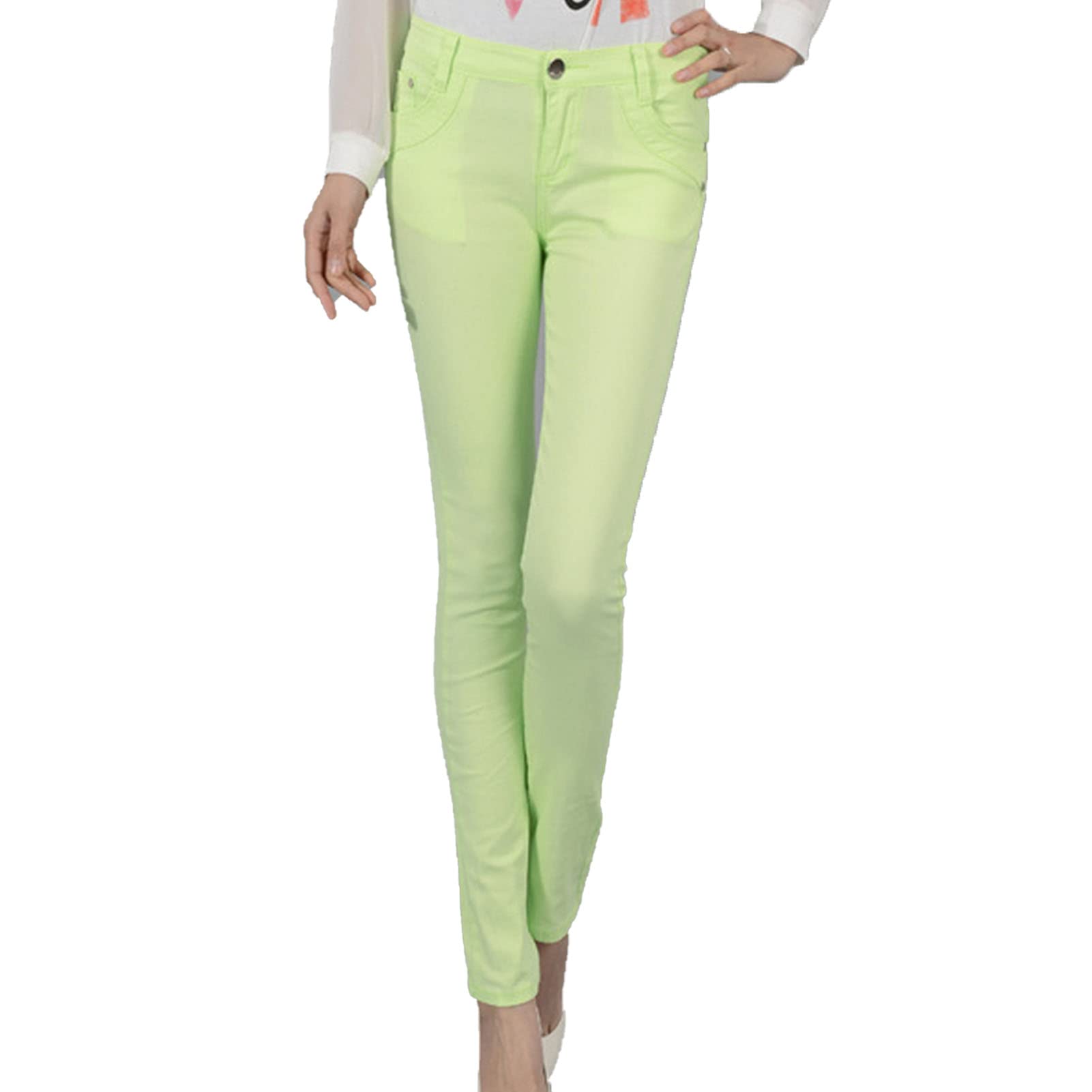 Women's High Waisted Stretch Skinny Jeans Casual Solid Color Slim Fit Pencil Jeans Slimming Butt Lift Denim Pants (Light Green,29)