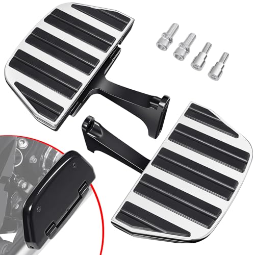 Benlari Passenger Floorboards Motorcycle Footboards Stainless Steel with Mount Kits Compatible with Harley Davidson Touring Road King Street Glide Road Glide Electra Glide 1993-2024 Style3(Black)
