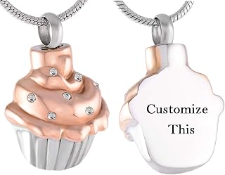 Cupcake Stainless Steel Cremation Containers Jewelry for Memorial Ashes Necklace +Filling Kits (Customize)