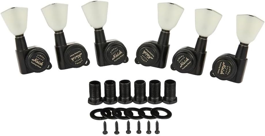KAISH 3x3 Off White Keystone Locking Tuners 18:1 Guitar Tuning Keys Locking Tuning Machines for LP/Les Paul/SG/ES or Acoustic Guitars Black