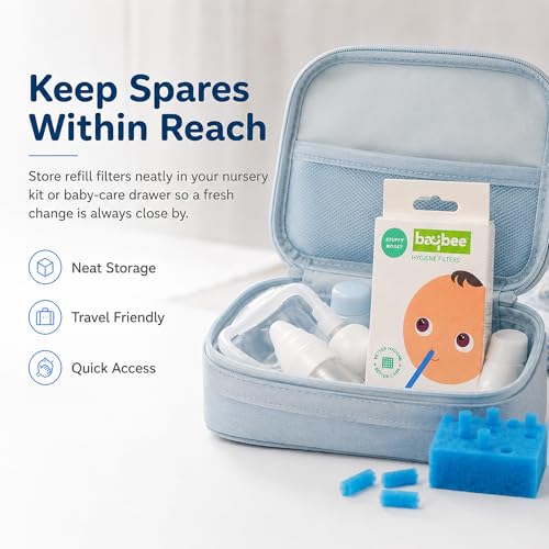 Image of Baybee Premium Nasal Aspirator Hygiene Filters | Replacement for Baby Nasal Aspirator Filters | BPA, Phthalate & Latex-Free with Nose Cleaning Tweezer (Nasal Aspirstor Filter)