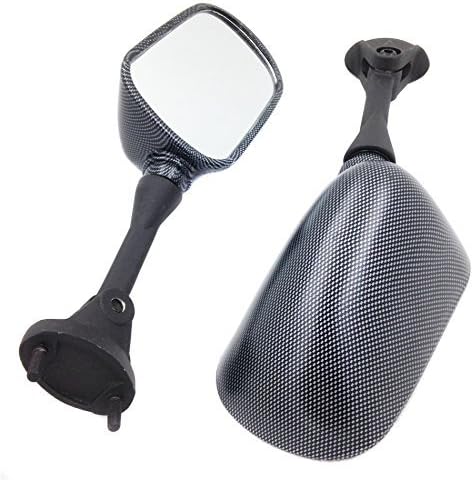 Compatible con Ninja 636 Zx6Rr 2005-2008 Zx10R 2004-2008 Espejo de acero original de carbono B00YYRUYGA