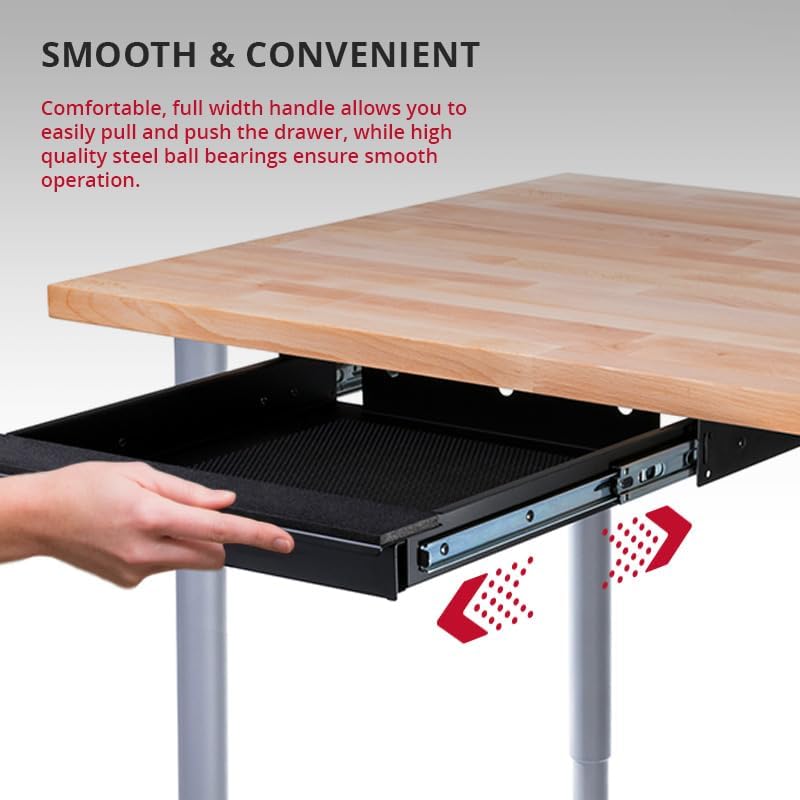 penn elcom under desk laptop drawer, lockable, for 14” laptops - premium sliding security drawers - model ex-6101b 14-inch