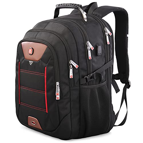 aokur Extra Large Travel Backpack for Men 55L,17.3Inch Laptop Backpack with USB Charging Port Carry on Business Flight Approved Backpack,Heavy Duty TSA Big Capacity Computer Bag,Brown