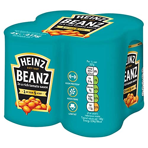 Image of HEINZ Baked Beans in Tomato Sauce, 415 g, Pack of 4