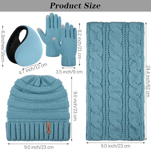 Aneco Winter Warm Sets Knitted Scarf Beanie Hat Touch Screen Gloves and Winter Ear Warmer for Men or Women2