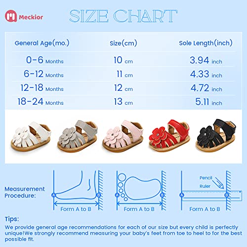 Meckior Baby Toddler Infant Girls Pu Leather Soft Closed Toe Summer Sandals Flower Princess Flat Shoes #TOP5