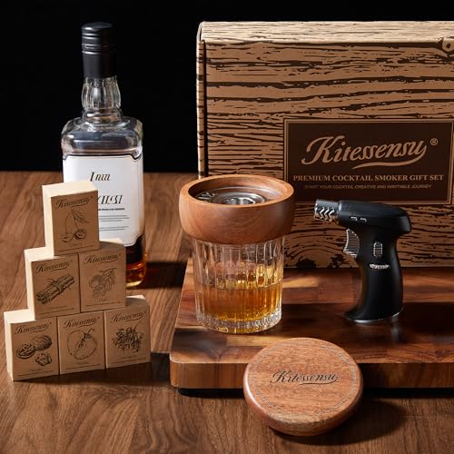 KITESSENSU Whiskey Smoker Kit with Torch – 6 Flavors Wood