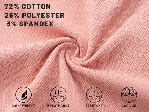 Tacvasen Cotton Polo Shirts Women Short Sleeve Shirt Collared Business Casual Tops Wicking Polos V Neck Work Shirts Apricot thumb #5