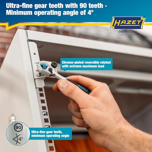 Image of HAZET Hiper Fine-Tooth Reversible Ratchet 863HPB For Bits I Output: Hexagon 6.3 Mm 1 /4 Inch, Small Operating Angle (4 Degrees), Extremely Resilient I For Use in the Tightest of Spaces