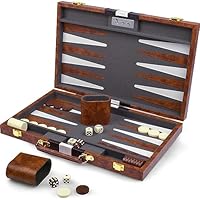 Große Backgammon-Sets für Erwachsene – Klassische Brettspiele für 2 Spieler, Erwachsene und Kinder – Premium Backgammon-Set mit 38 cm Spielbrett in hochwertigem PU-Leder-Etui
