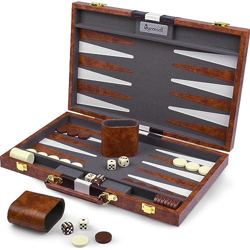 Große Backgammon-Sets für Erwachsene Klassische Brettspiele für 2 Spieler Erwachsene und Kinder Premium Backgammon-Set mit 38 cm Spielbrett in hochwertigem PU-Leder-Etui