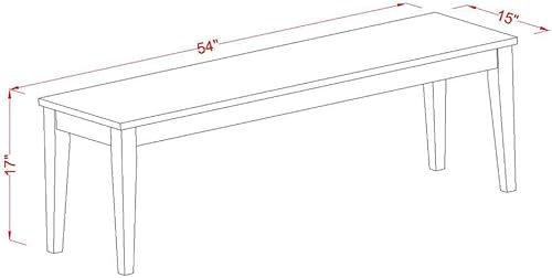 Miniatura 3 de East West Furniture Nib-WHI-W Nicoli - Banco de comedor con asiento de madera, 54 x 15 x 17 pulgadas, suero de leche y cereza