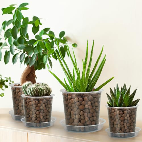 4/5/6/7 Inch Clear Nursery Pots for Plants with Sacuers 20 Pack, Plastic Flower Pots with Drainage Holes, Variety Pack Seedlings Garden Pot for Indoor Outdoor (4+5+6+7 inch) - Image 7