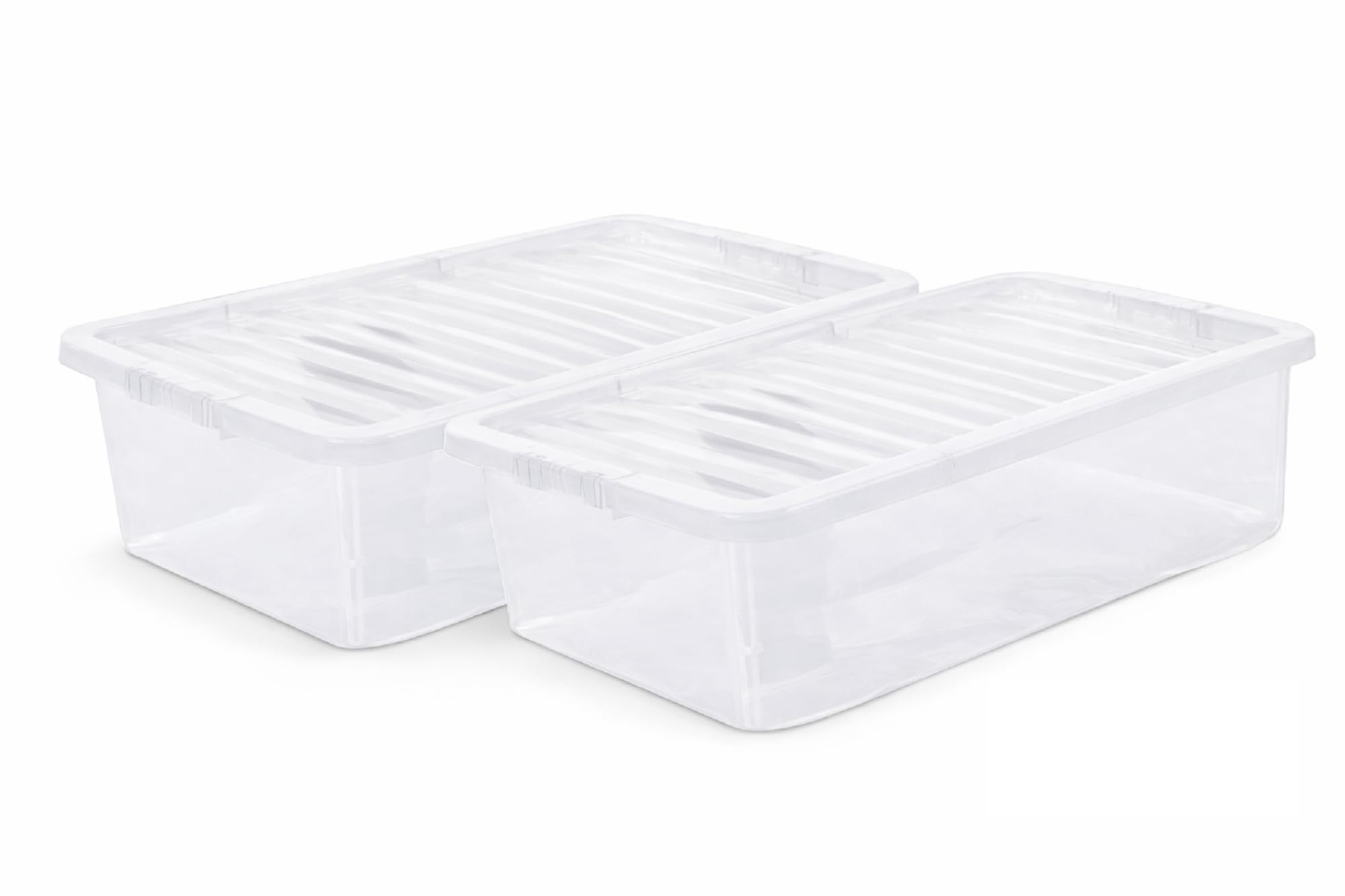 ELMORA'Z Under Bed Storage Box with Lid 32L Transparent Plastic Storage Boxes with Lids Stackable Underbed Storage Container Storage Box with Lid for Clothes Shoes Bedding Toys 60x40x18cm (2) โ image 1