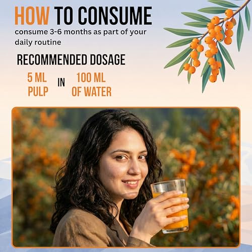 Image of Ayuniv Himalayan Sea Buckthorn Juice 500ml | Omega 3 6 7 9 | Vitamin C Rich | Natural Antioxidant Drink | Supports Immunity, Gut Health, Skin & Hair | No Added Sugar (500ml * 2)