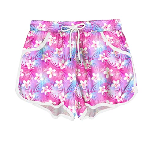 Image of Deerose Kids Hawaiian Swim Board Shorts Quick Dry Active Swim Trunk 5-14 Years