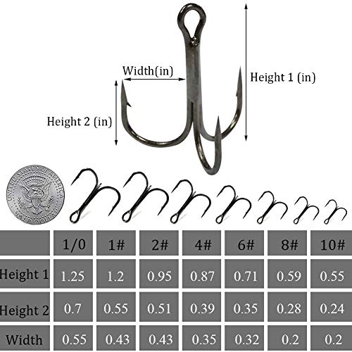 AGOOL High Carbon Steel Treble Fishing Hooks #TOP10
