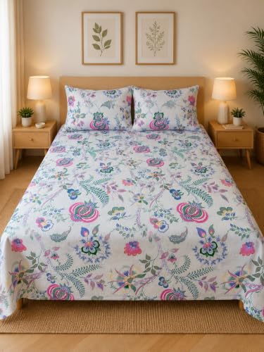 Image of Amazon Brand - Umi Soft Cotton 160 TC Bedsheet Set 90X100 Inch | King /Double Bed Sheet with 2 Pillow Covers 17x27 | Trendy Elegant Design
