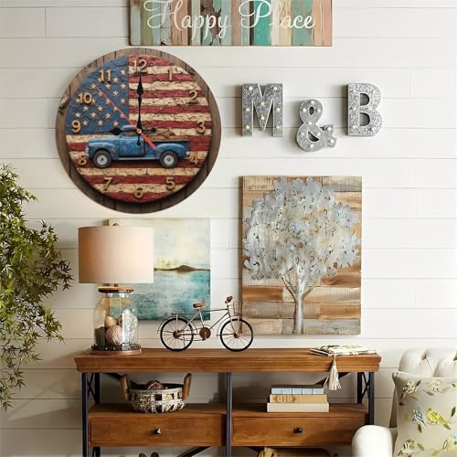 Reloj de Pared Rústico de Camión con Bandera Americana 25 cm miniatura 5