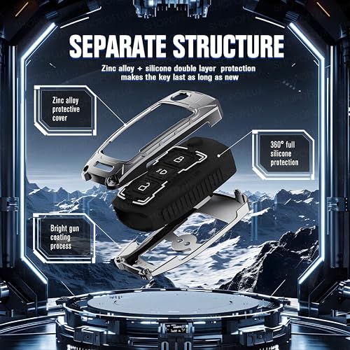 Image of SHOPOFLUX Metal Key Cover Compatible with Tata Tiago | Nexon | Altroz | Curvv | Safari | Storme | Zest | Bolt | Tigor | Punch | Hexa 3 Button Flip Key