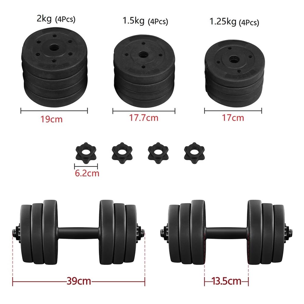 Yaheetech Haltères 2 x7.5/10 /12.5/15kg Kit d'haltères Réglables 16 Plaques Home Training Musclation Paire d'Haltères en Métal Noir