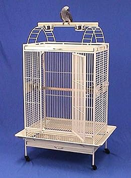 4 Colors, Large Parrot Bird Cage Perfect for African Greys, Cockatiels, Mini Macaws, Parakeet, Cockatoos - 32" W x 22" D X 64" H Silver Vein
