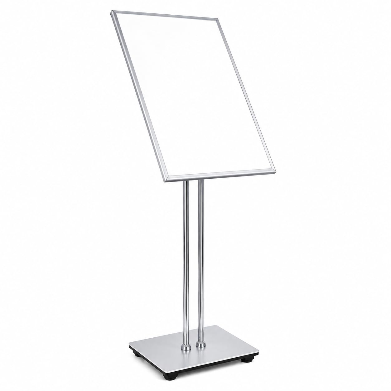 Podświetlany stojak na plakat LED, regulowany stojący znak podłogowy, ładowana tablica menu, srebrna ramka 50 x 70 cm