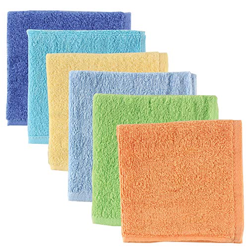 Image of Luvable Friends Unisex Baby Super Soft Cotton Washcloths, Blue, One Size