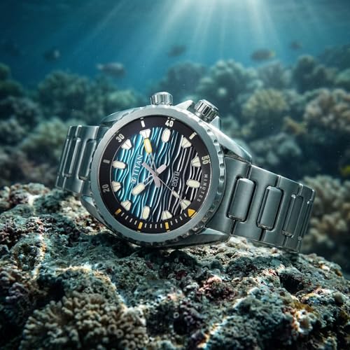 Image of Titan Zero Hour Diver's 200m Analog with Blue Dial Silver Stainless Steel Strap Watch for Men - 10068KM01