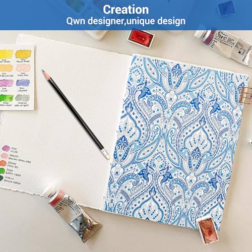 Image of Softan Blue Twin Size Sheet Set, Paisley Printed Bed Sheets for Single Bed, 3-Piece Microfiber Fitted Sheet with 15 inch Deep Pocket & Non-Slip Straps, Patterned Bedding Sheets & Pillowcase Set