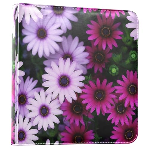 Álbum de Fotos Scrapbook Adhesivo DIY con Cubierta de Cuero PU Violeta con Flores Silvestres, Encuadernación de 3 Anillos, 40 Páginas, Tamaño 8x10 para Memorias miniatura 1
