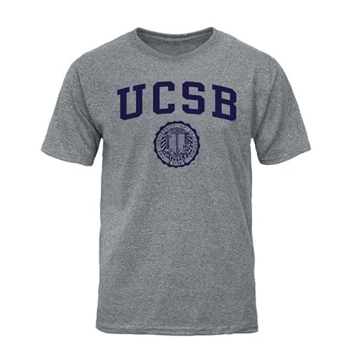 Barnesmith Short Sleeve T-Shirt, Cotton Poly Blend, Unisex, Heritage Logo, Grey, NCAA Colleges, Ucsb - Charcoal Heather, Medium