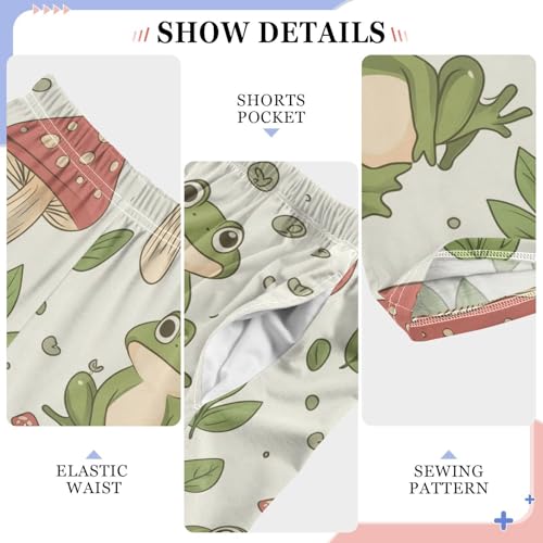 ZZXXB Lovely Frogs Mushroom Boys Long Pants Soft Trousers Elastic Waist Kids Lounge Bottoms with Pockets S-XL4