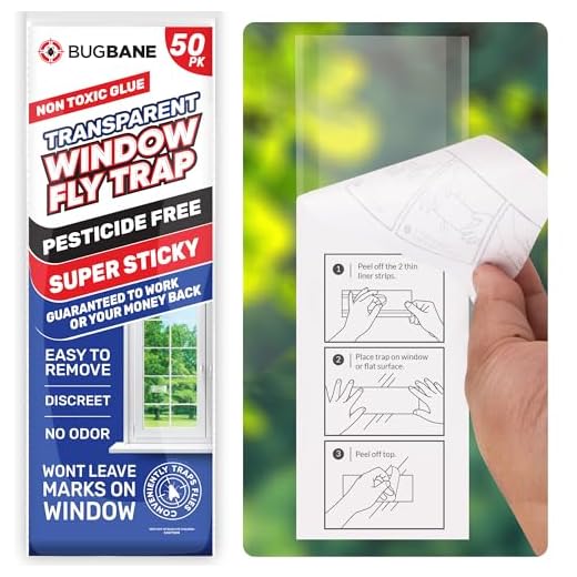50 Window Fly Traps Sticky Non-Toxic Clear Fly Paper Indoor for Home. No Mess Flies Window Sticky Traps Bug Flies Strips Indoors. Fruit and Housefly Trap Indoor Flypaper Tape Gnat Catcher Killer