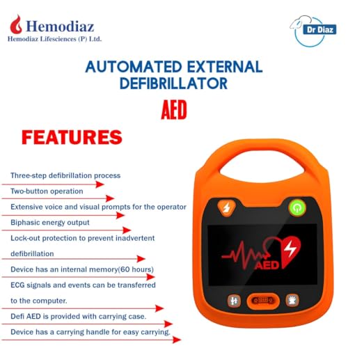 Image of Dr Diaz Automatic External Defibrillator (AED-8000) Machine, Portable, Easy to Use Portable Automatic External Defibrillator (AED) for Emergency Response treat sudden cardiac arrest