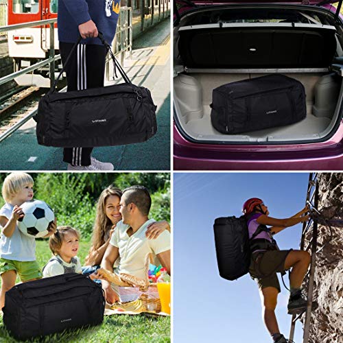 60L 3-Way Travel Duffel Bag Laptop Backpack Water Resistant Fits 15.6 Inch Laptop for Travelling Camping Touring