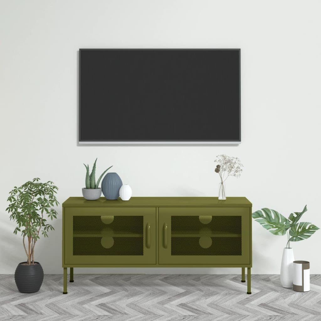 Générique TV Stand Olive Green 105 x 35 x 50 cm Steel Amazon.de Home