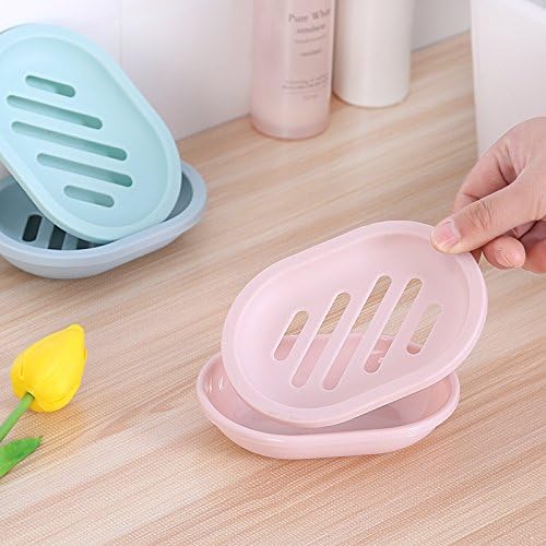 Top-spring Plastic Soap Dish, Pink, 2Pack Fast Drying Clean Simple Plastic Anti-Moisture Bath Bathroom Soap Dish Dispenser Case Holder Drain Container Box