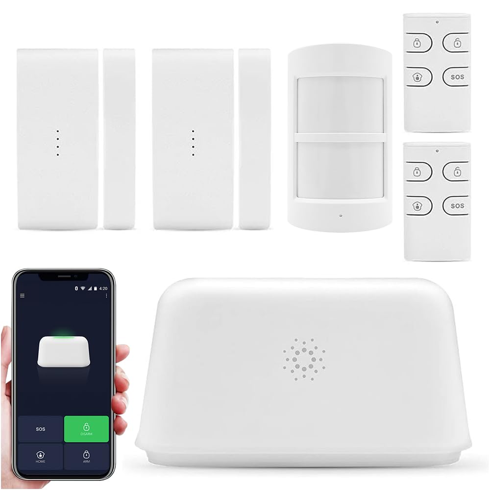 Sistema di allarme WiFi senza fili, rilevatori di movimento e di apertura, controllo app - sirena di allarme, telecomando - per casa, ufficio, negozio