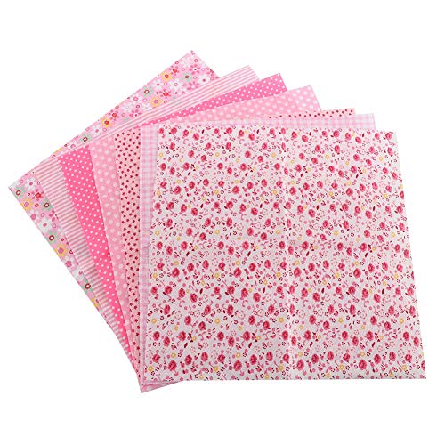 Wifehelper 3 Arten 7 Stück 50 x 50 cm Baumwolle Stoff DIY Verschiedene Quadrate Bettwäsche-Set, Viertel Bundle Patchwork Nähen Quilting Craft Rose
