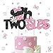 JOYMEMO Oh Twodles - Decoración para Tarta con temática de Minnie para niñas, Segundo Segundo, Suministros de decoración para Fiesta de cumpleaños, Purpurina Negra y Rosa