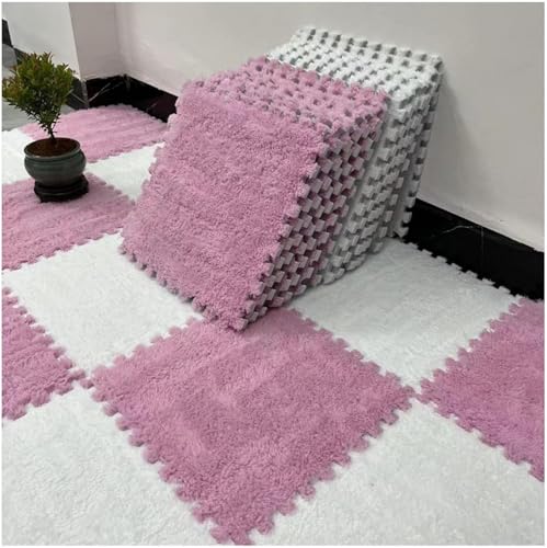 Dalles de moquette carrées emboîtables en mousse pelucheuse douce lavable pour chambre et salon
